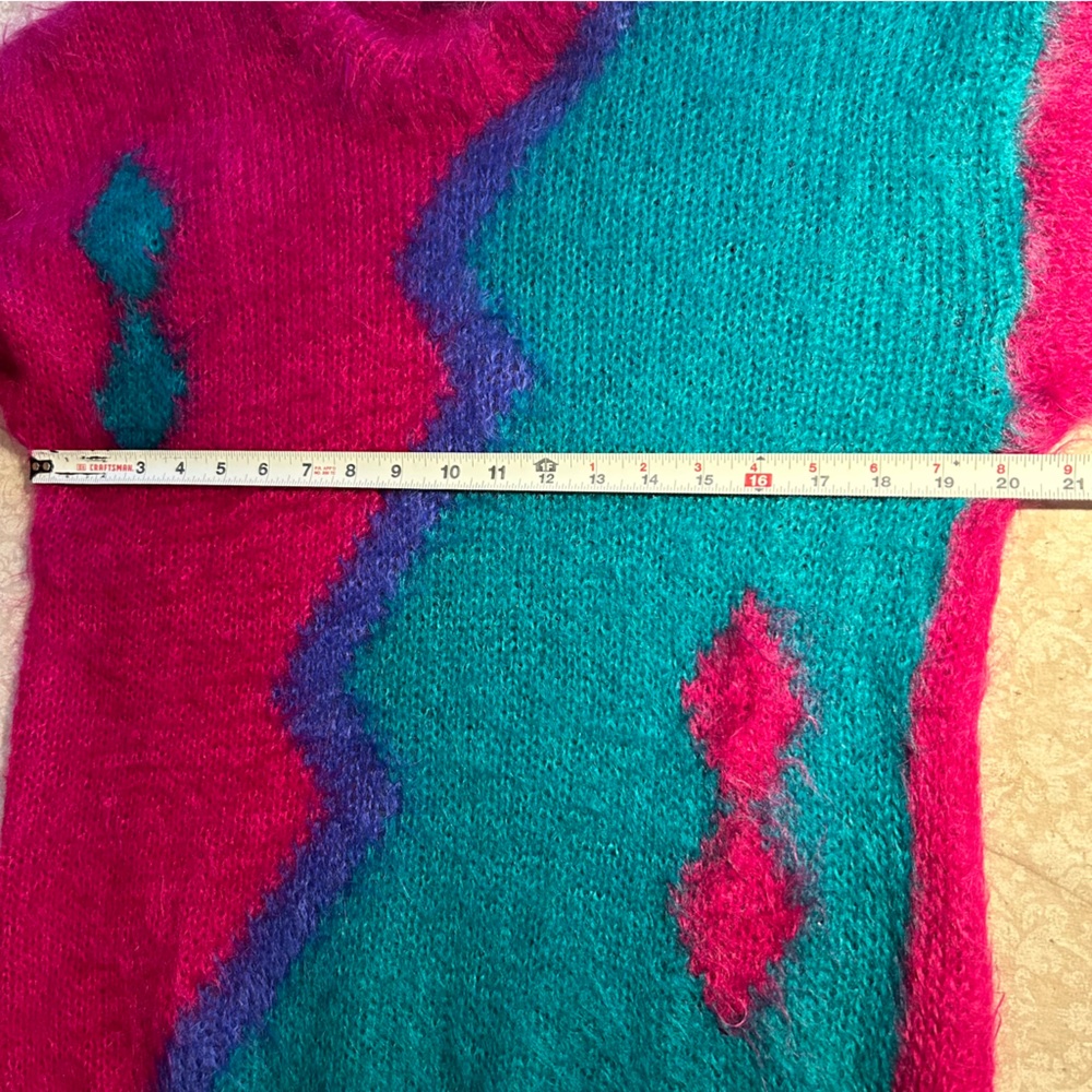 Gold Label Designer ~Vibrant 80s 90s Mohair Geometric Colorblock Sweater~ Medium - Picture 12 of 14